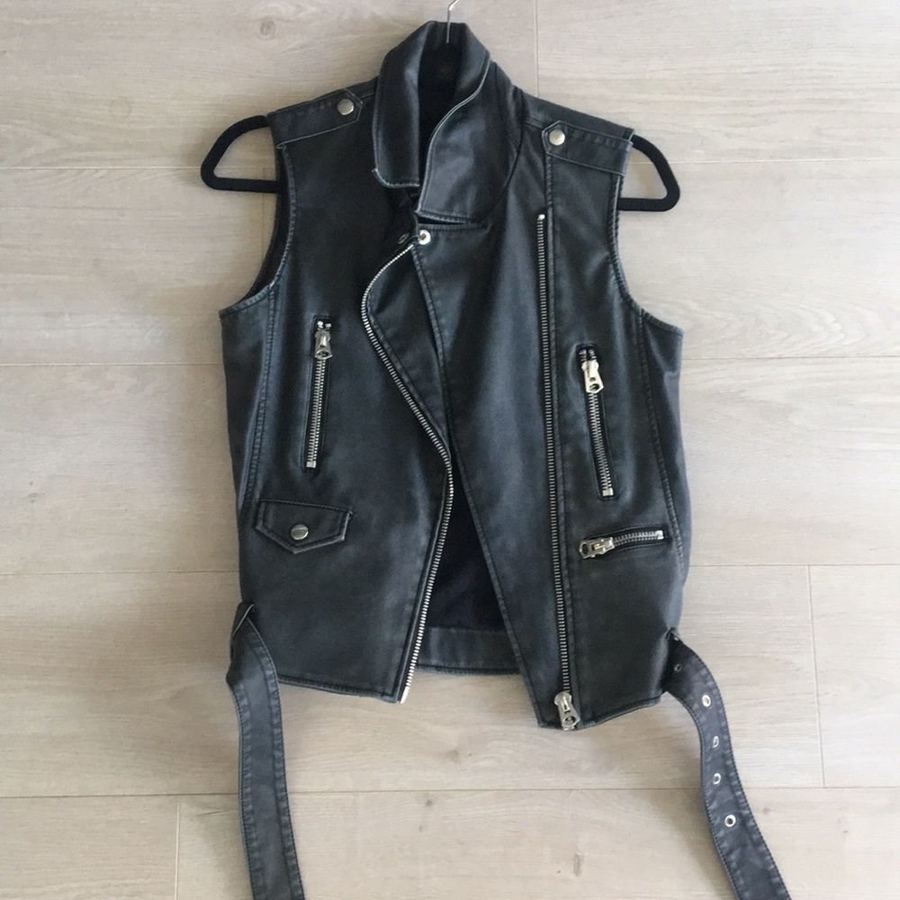 Leather biker vest from topshop